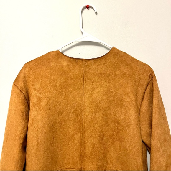 Zara brown suede & faux fur snap up button coat - Picture 14 of 16